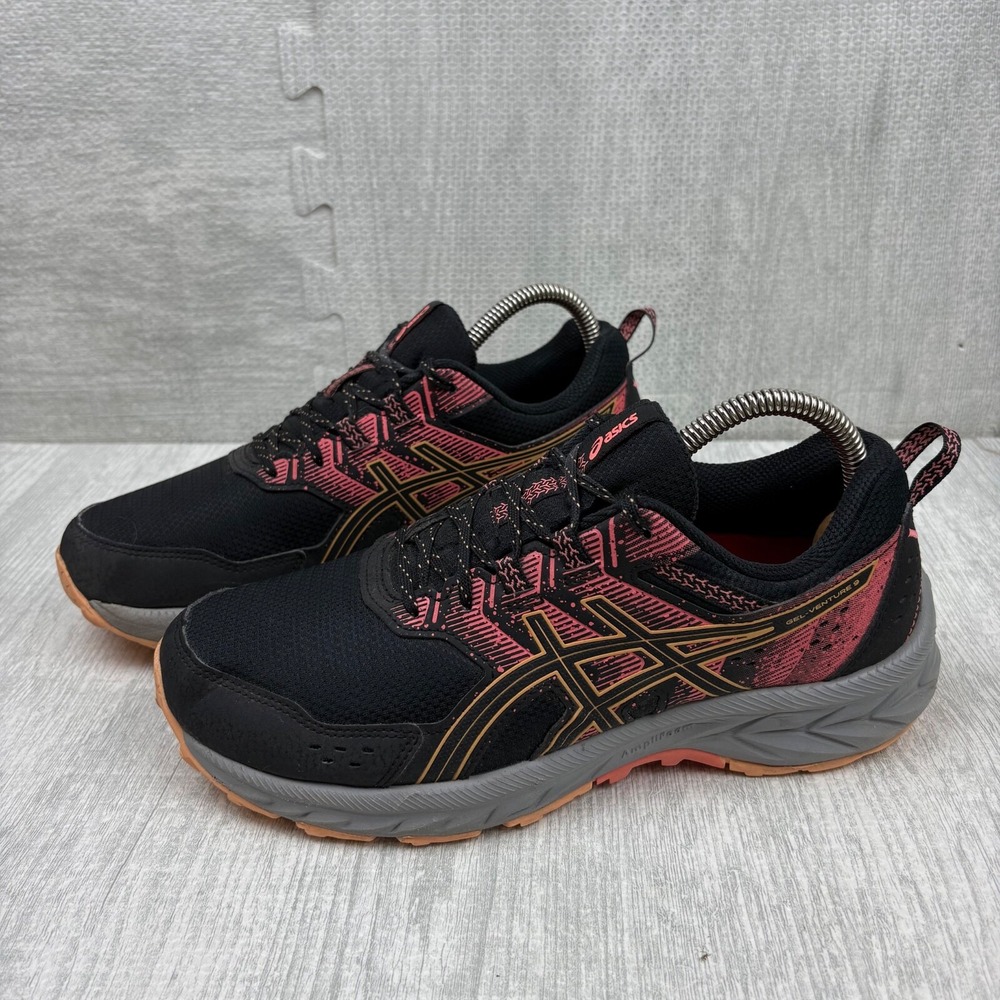 Asics Gel-Venture 9 Trail Running Shoes Women's 9.5 Black Pink Cushioned Walking - Picture 2 of 7